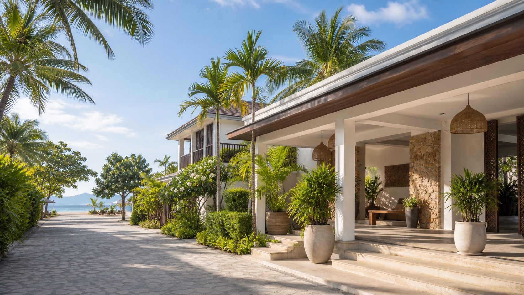 AI-assisted generic resort arrival illustration for a Bali hotel guide